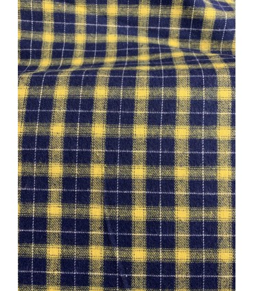 FLANELLE de coton Écossaise Marine et Jaune