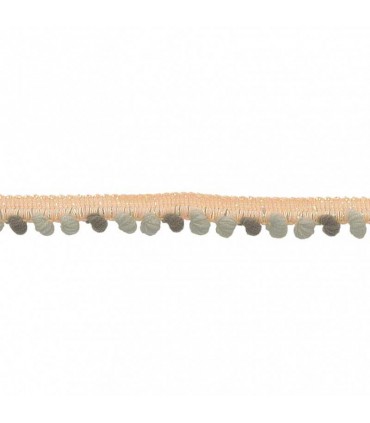 GALON PETITS POMPONS multicolore corail gris