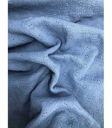 Double Gaze Brodée BLEU TURQUIN