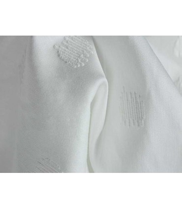 Popeline de Coton BLANCHE brodée de ronds