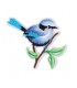 Thermocollant  - Oiseaux bleu sur sa branche
