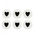 Perles lettres acryliques - glow-in-the-dark coeurs Blanc cassé-noir