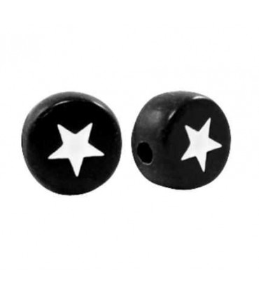 Perles lettres acryliques Étoile Noir - Blanc