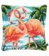 VERCACO : Kit Canevas coussin FLAMANDS ROSES