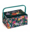 Boite à couture rectangulaire VERT à Fleurs