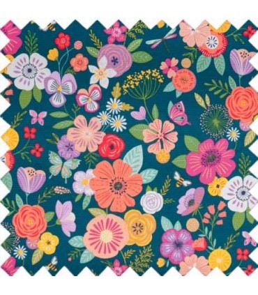 Boite à couture rectangulaire VERT à Fleurs