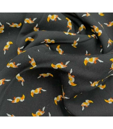 Viscose NOIR motif toucan