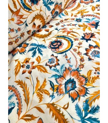 Viscose Radiance Digital Florale - ÉCRU