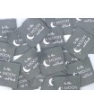 Étiquette tissée à coudre : To the MOON and Back - Gris