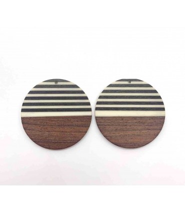 Pendentif Rond Acrylique et Bois - Imprimé RAYURE