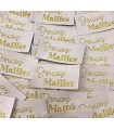 Étiquette tissée à coudre lurex : Douces mailles - Écru