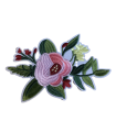 Thermocollant  - Fleurs Rose avec ses Feuilles Vertes