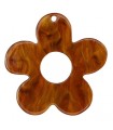 Pendentif en résine fleur nacré/pailleté - CARAMEL