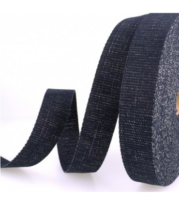 Sangle à sac Paillettes MARINE et ARGENT