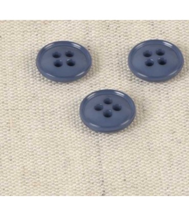 Bouton 4 trous recycle 11mm INDIGO
