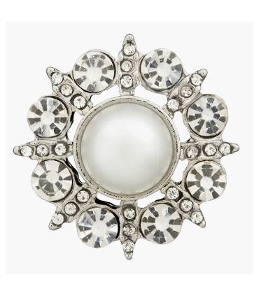 Bouton sur pied : 23mm - Strass ARGENT