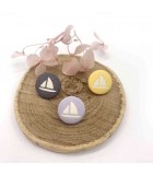 Bouton sur pied dessin bateau - 12mm
