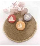 Bouton sur pied dessin bateau - 15mm